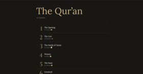 Screenshot of the Qur'an reader on shalim.uk/quran listing the first surahs